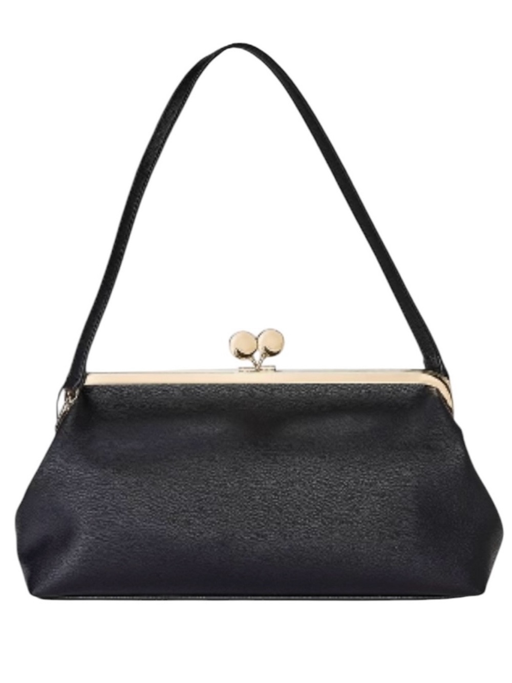 A New Day Faux Leather Kiss Lock Bag Black Gold